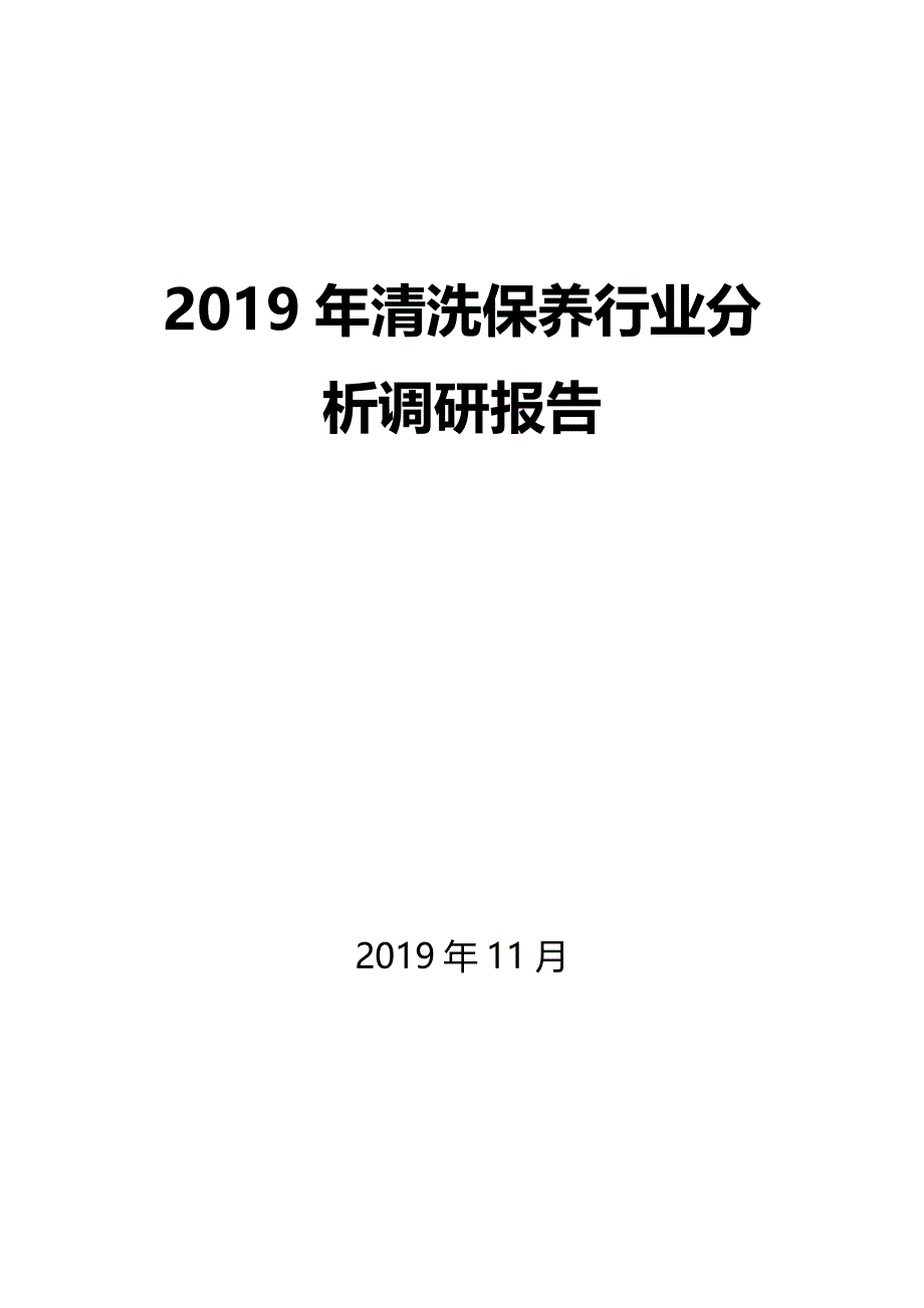 2019年清洗保养行业分析调研报告_第1页