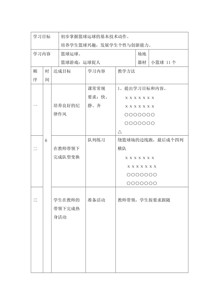 四年级体育教案-篮球运球 全国通用_第1页