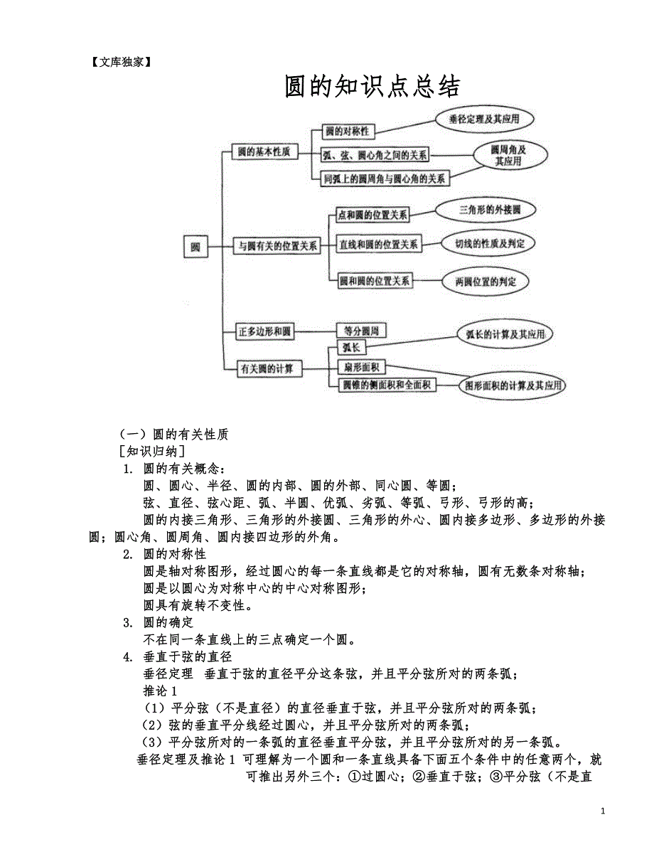 北师大版2020九年级数学：圆的知识点总结及典型例题_第1页