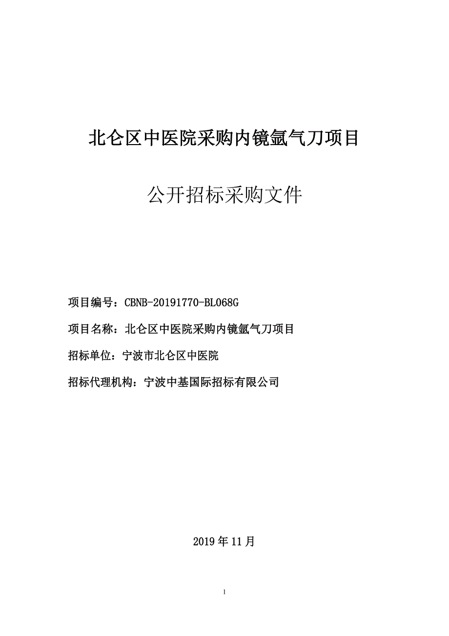 北仑区中医院采购内镜氩气刀项目招标文件_第1页