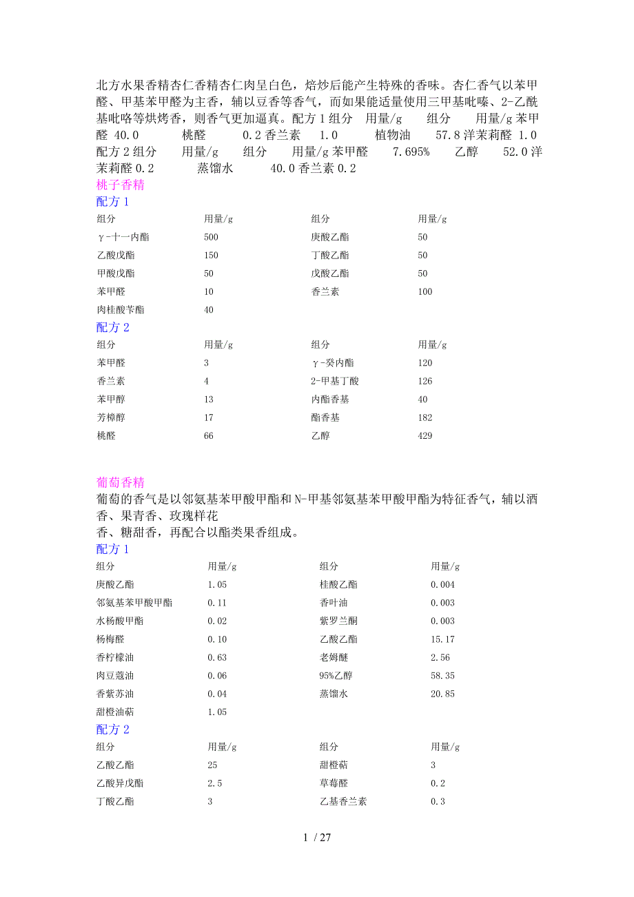 各种食用香精的配方_第1页