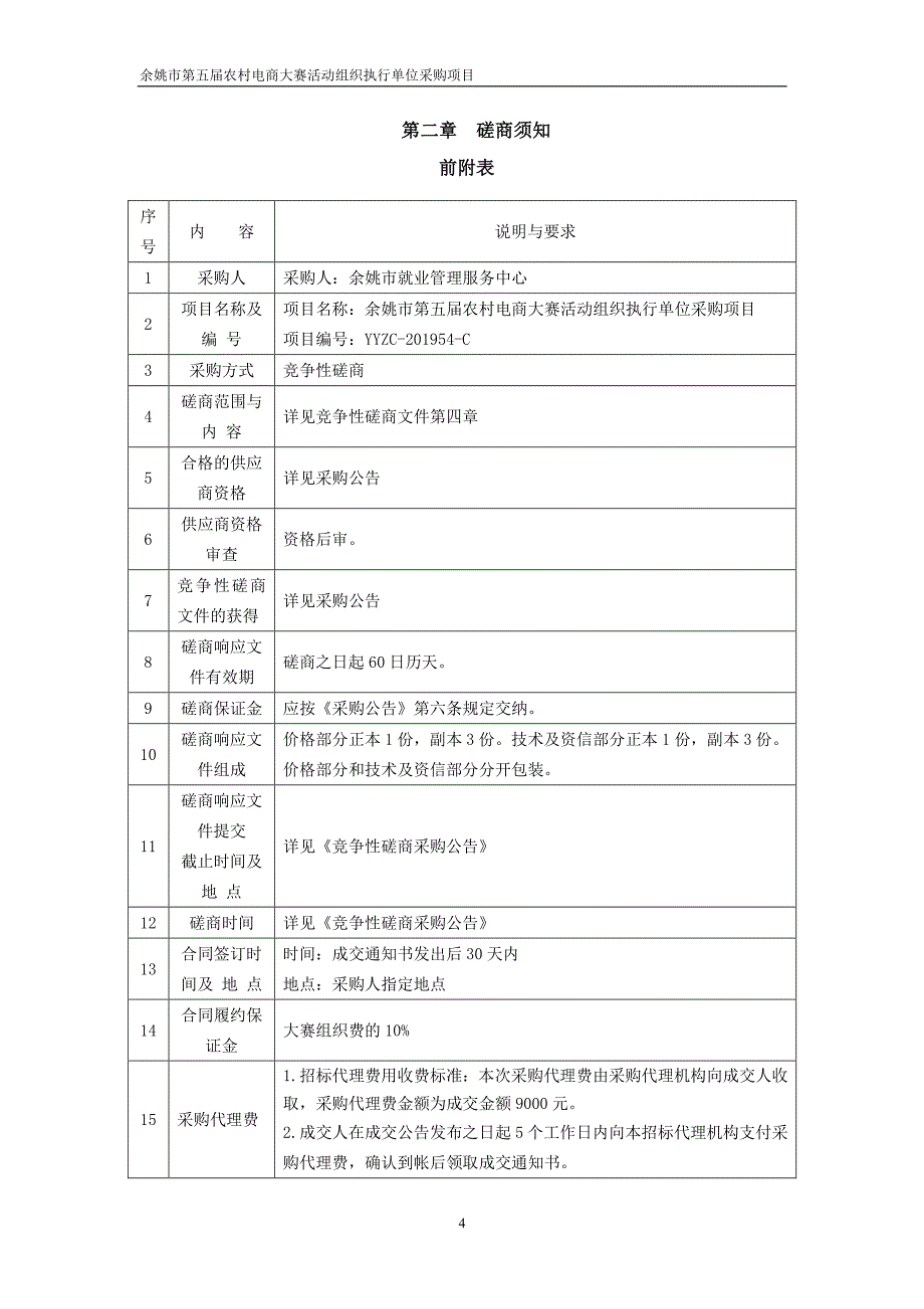 余姚市第五届农村电商大赛活动组织执行单位采购项目招标文件_第4页