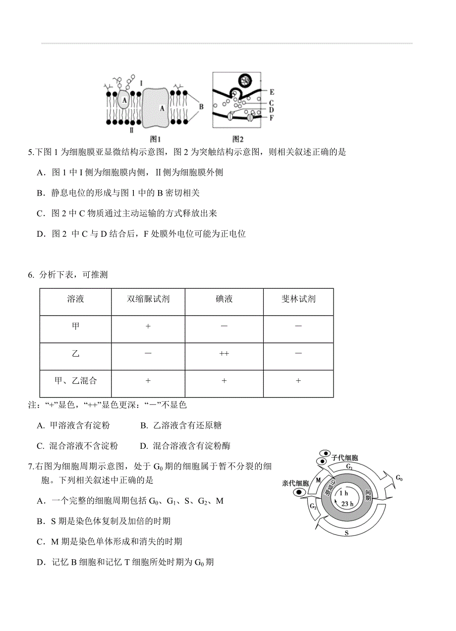 江苏省2018届高三5月第四次模拟考试生物试卷（含答案）_第2页