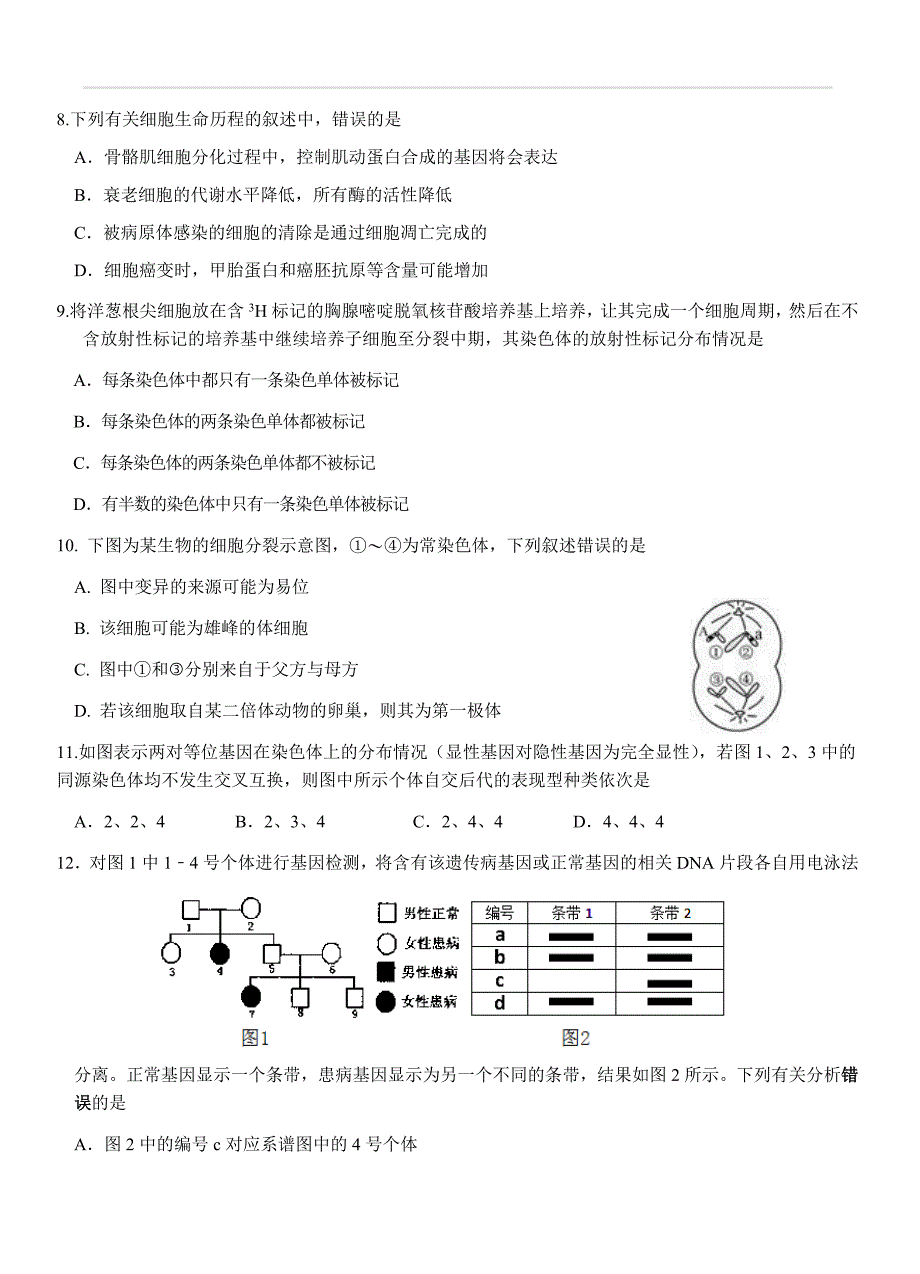 江苏省2018届高三5月第四次模拟考试生物试卷（含答案）_第3页