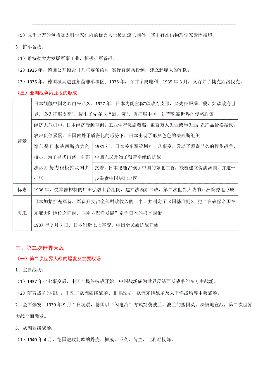 2020年中考历史考点25：经济大危机和第二次世界大战（含答案）_第4页