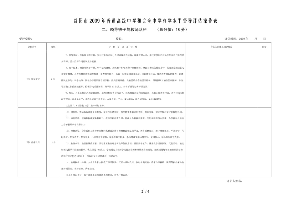 益阳市普通高级中学和完全中学办学水平督导评估操作表_第2页