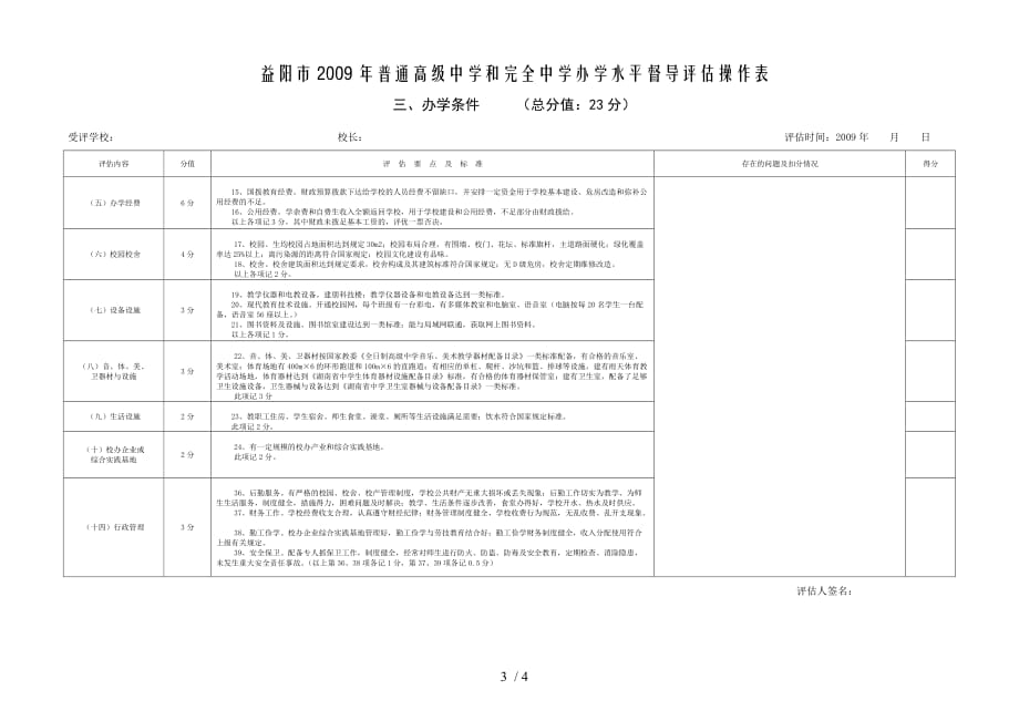 益阳市普通高级中学和完全中学办学水平督导评估操作表_第3页