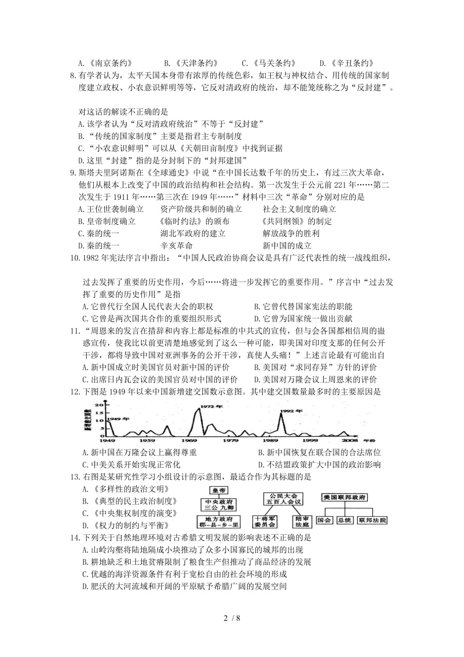 高二学业水平测试历史模拟卷_第2页