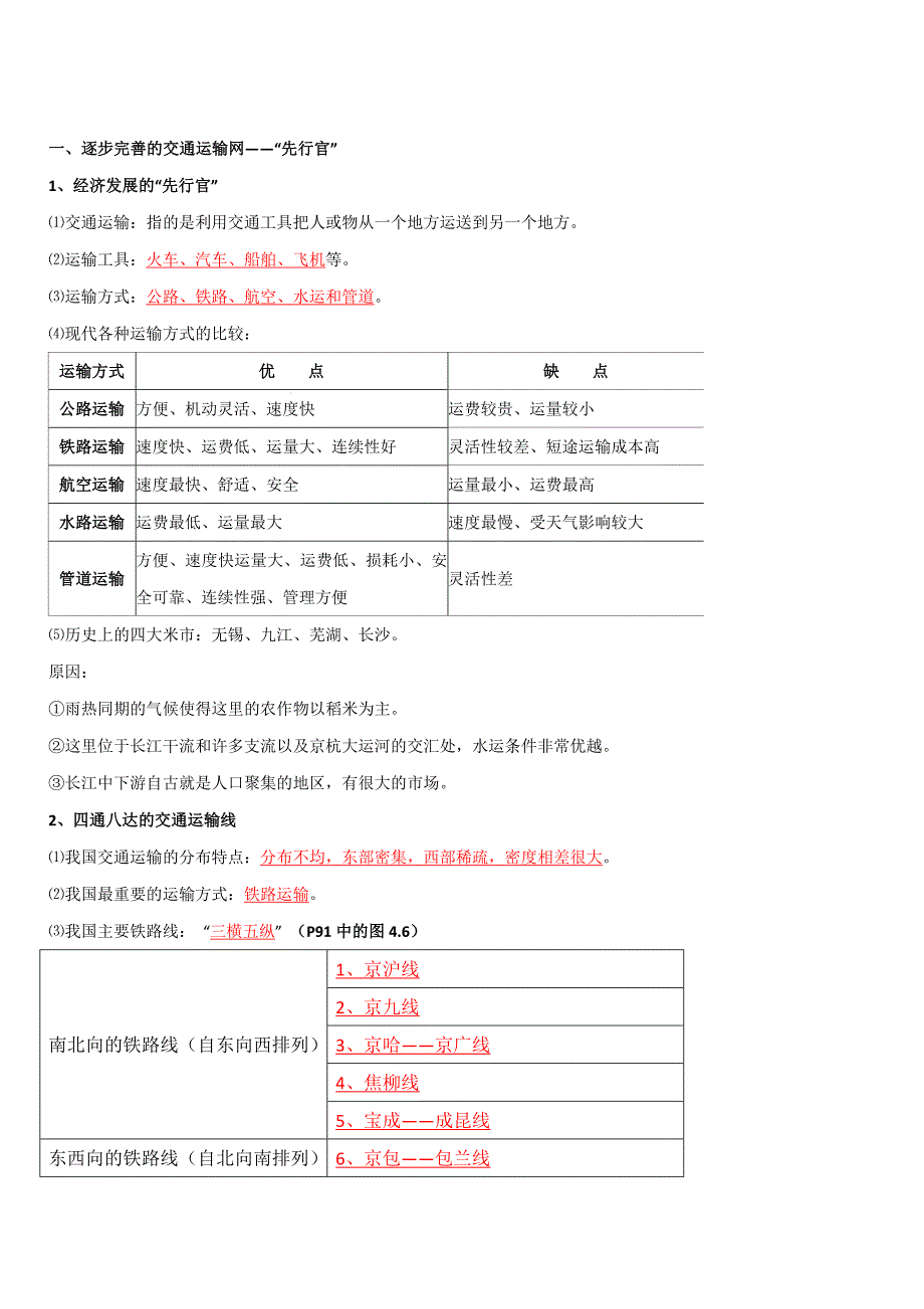 2019-2020学年人教版八年级地理上册期末复习第四章 中国的经济发展 单元总结_第2页