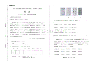 2019年甘肃省武威市中考语文试卷含答案