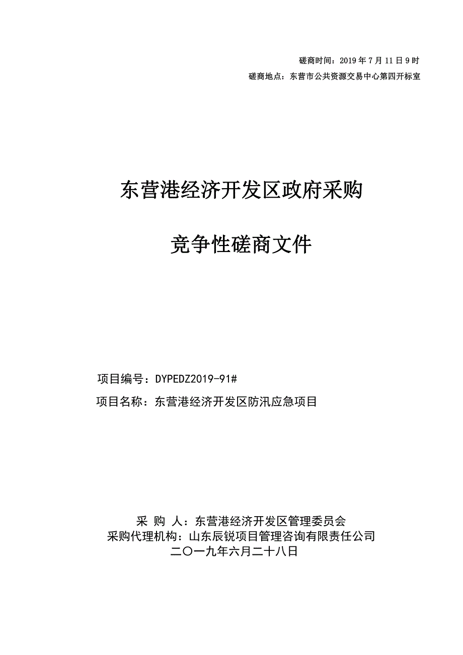 东营港经济开发区防汛应急项目竞争性磋商文件_第1页