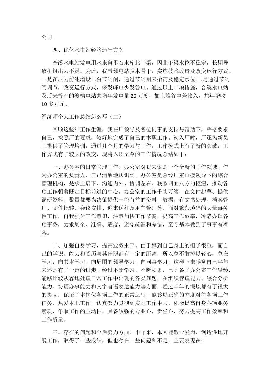 2020经济师个人工作总结_第2页