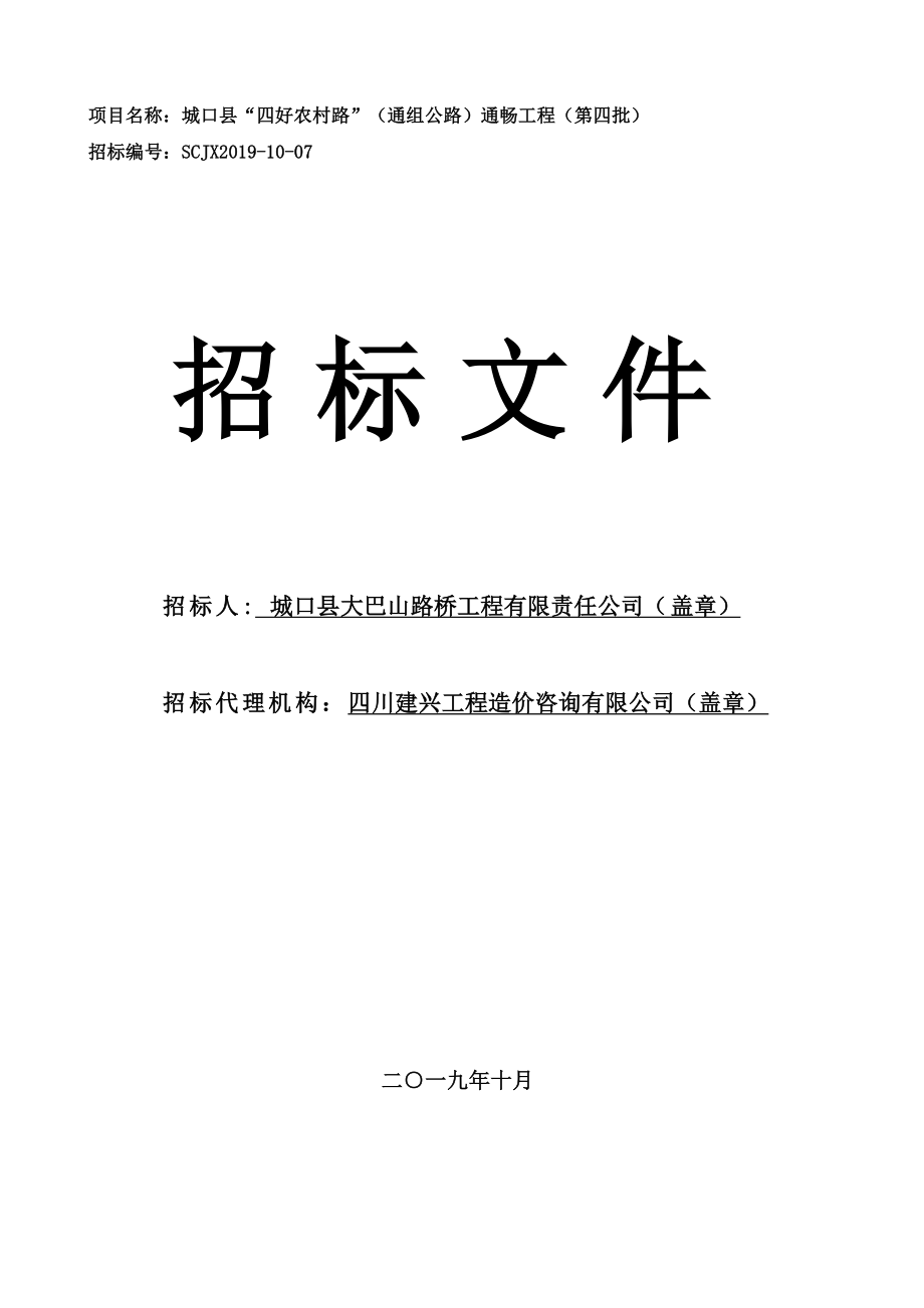 城口县“四好农村路”（通组公路）通畅工程（第四批）ZTC04-07标段招标文件_第1页