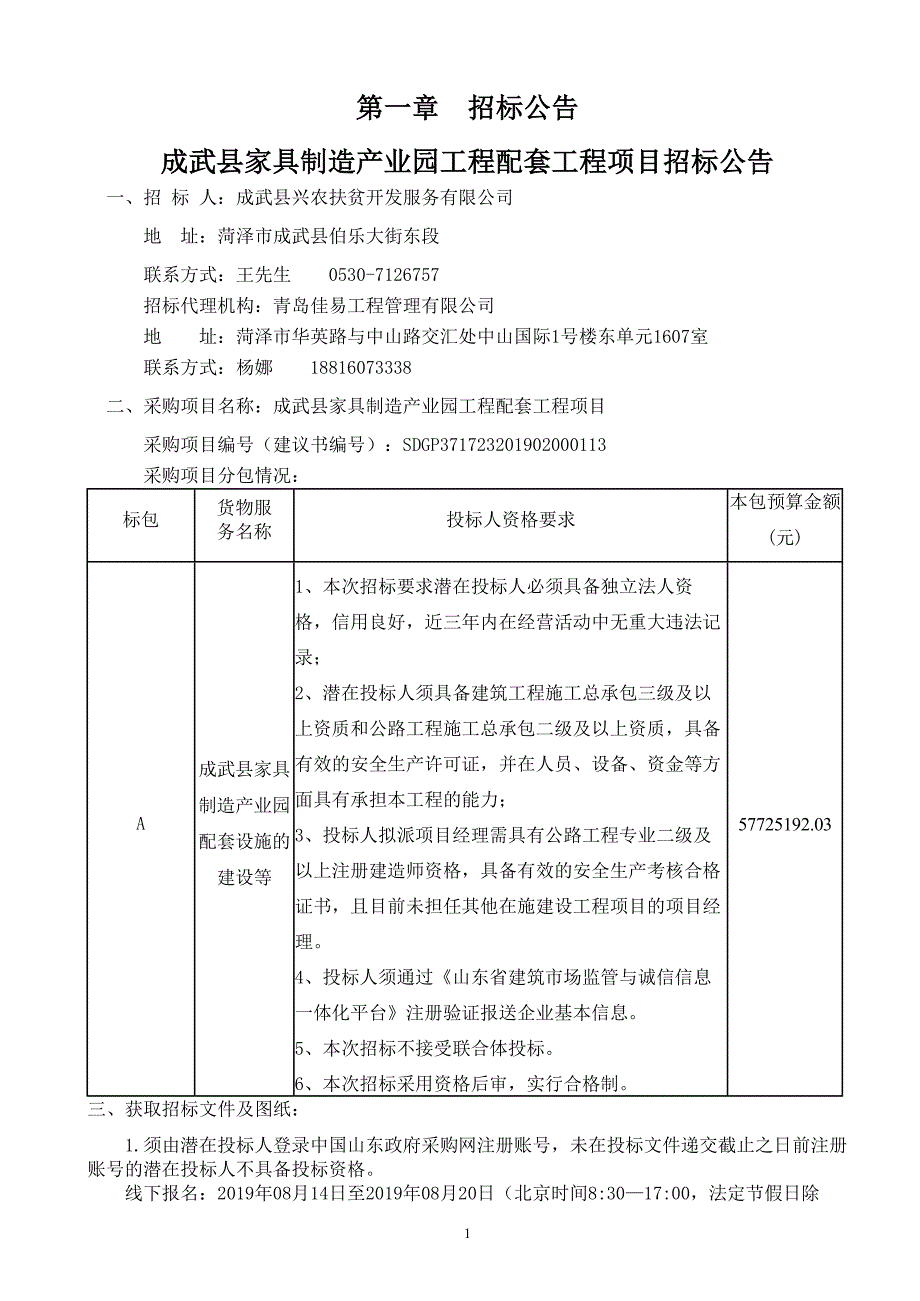 成武县家具制造产业园工程配套工程项目招标文件_第3页