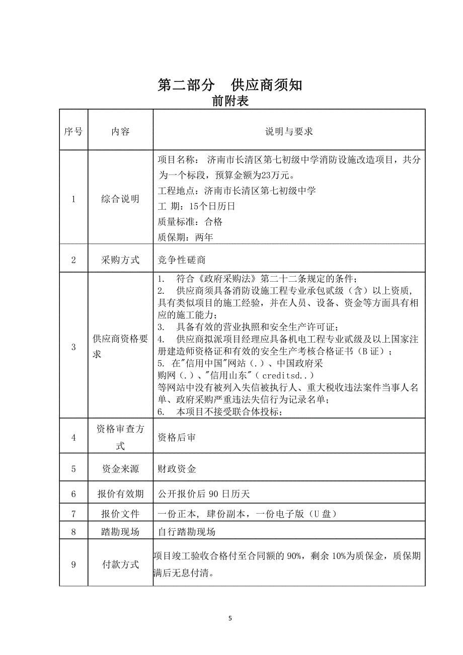 济南市长清区第七初级中学消防设施改造项目竞争性磋商文件_第5页