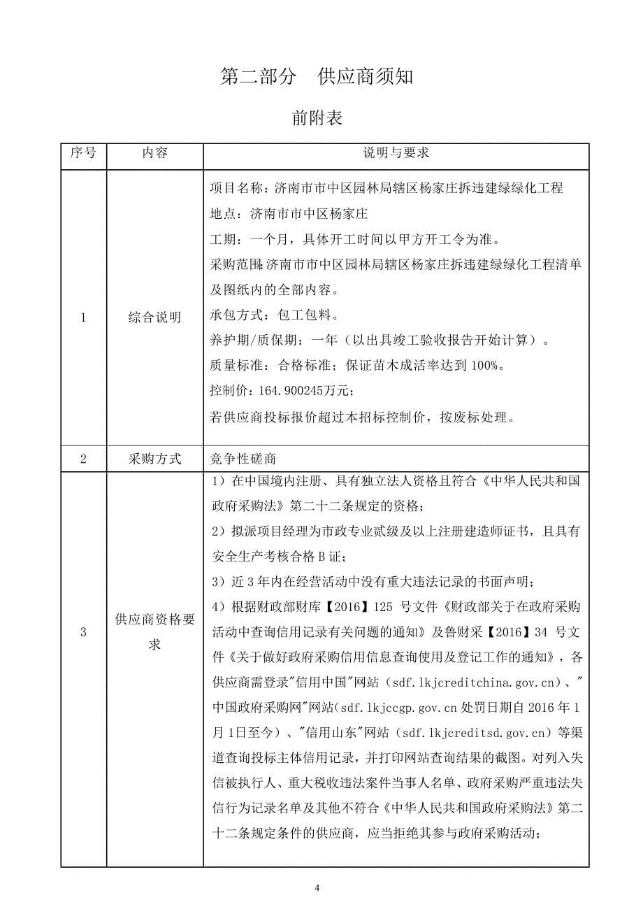 济南市市中区园林局辖区杨家庄拆违建绿绿化工程竞争性磋商文件_第5页