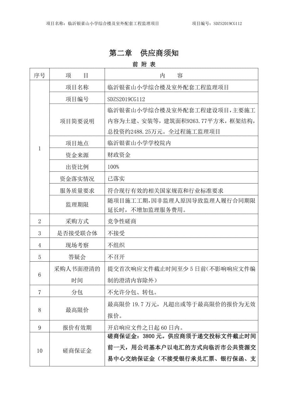 临沂银雀山小学综合楼及室外配套工程监理项目竞争性磋商文件_第5页