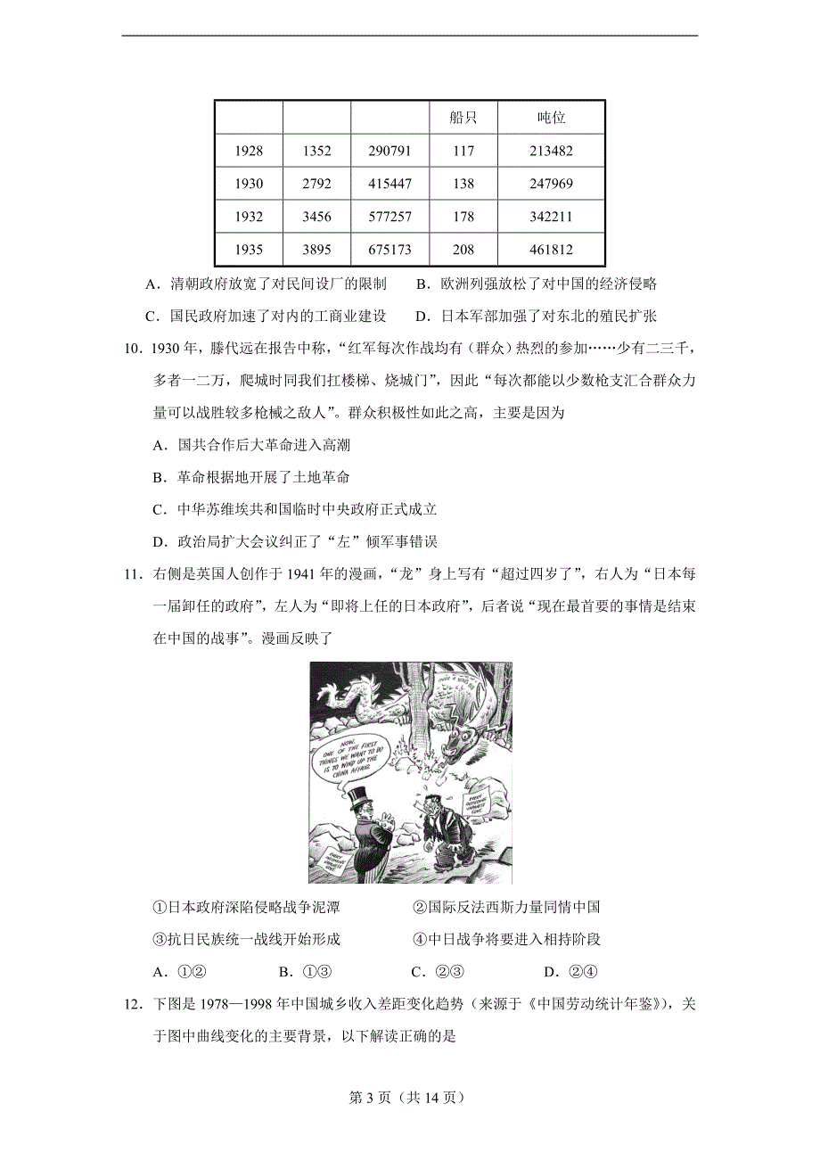 2019届江苏省苏锡常镇四市二模历史试题及答案_第3页