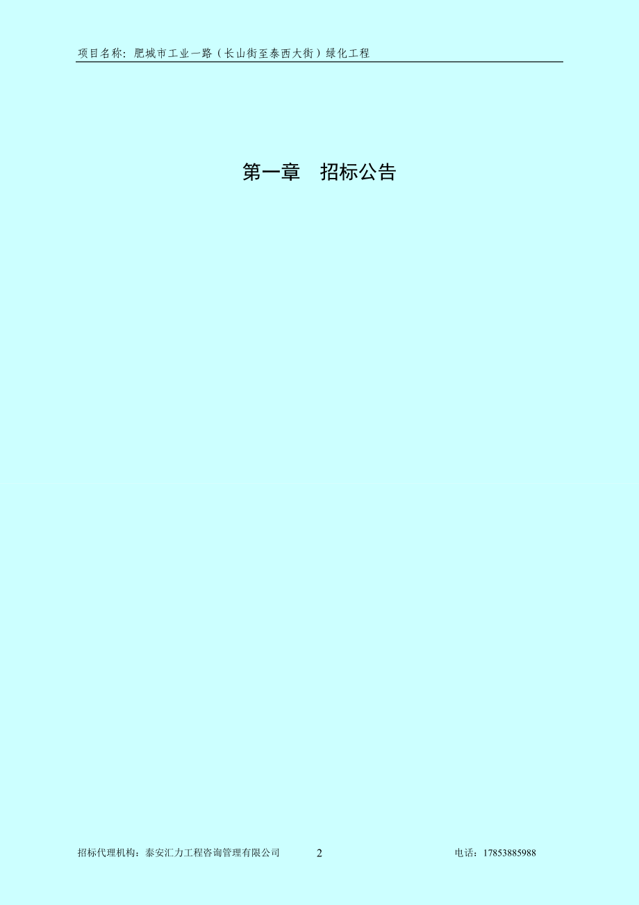 肥城市工业一路（长山街至泰西大街）绿化工程招标文件_第3页