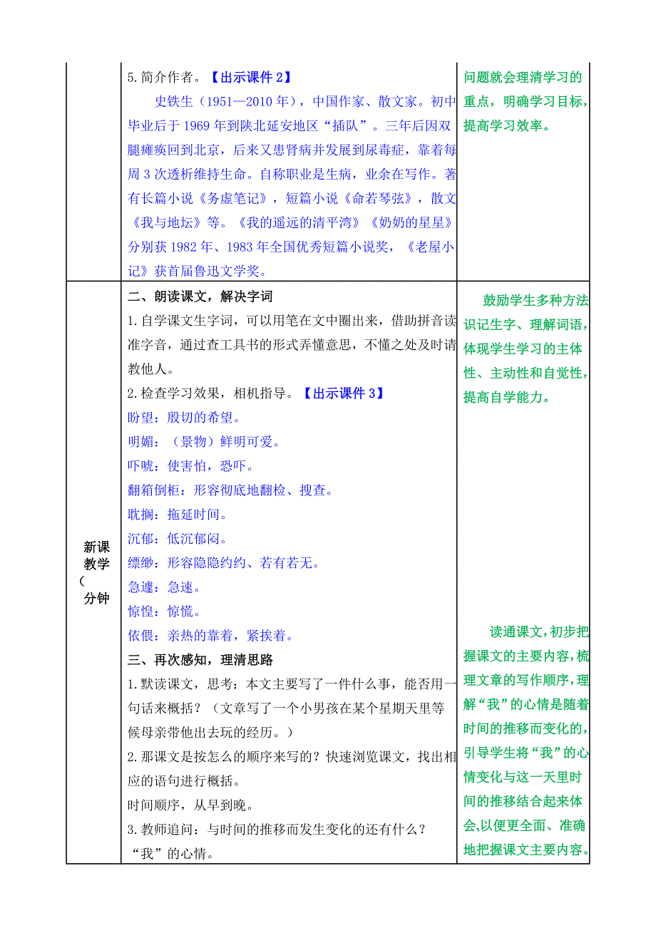 2020新教材部编版六年级下册语文-9.那个星期天教案_第2页