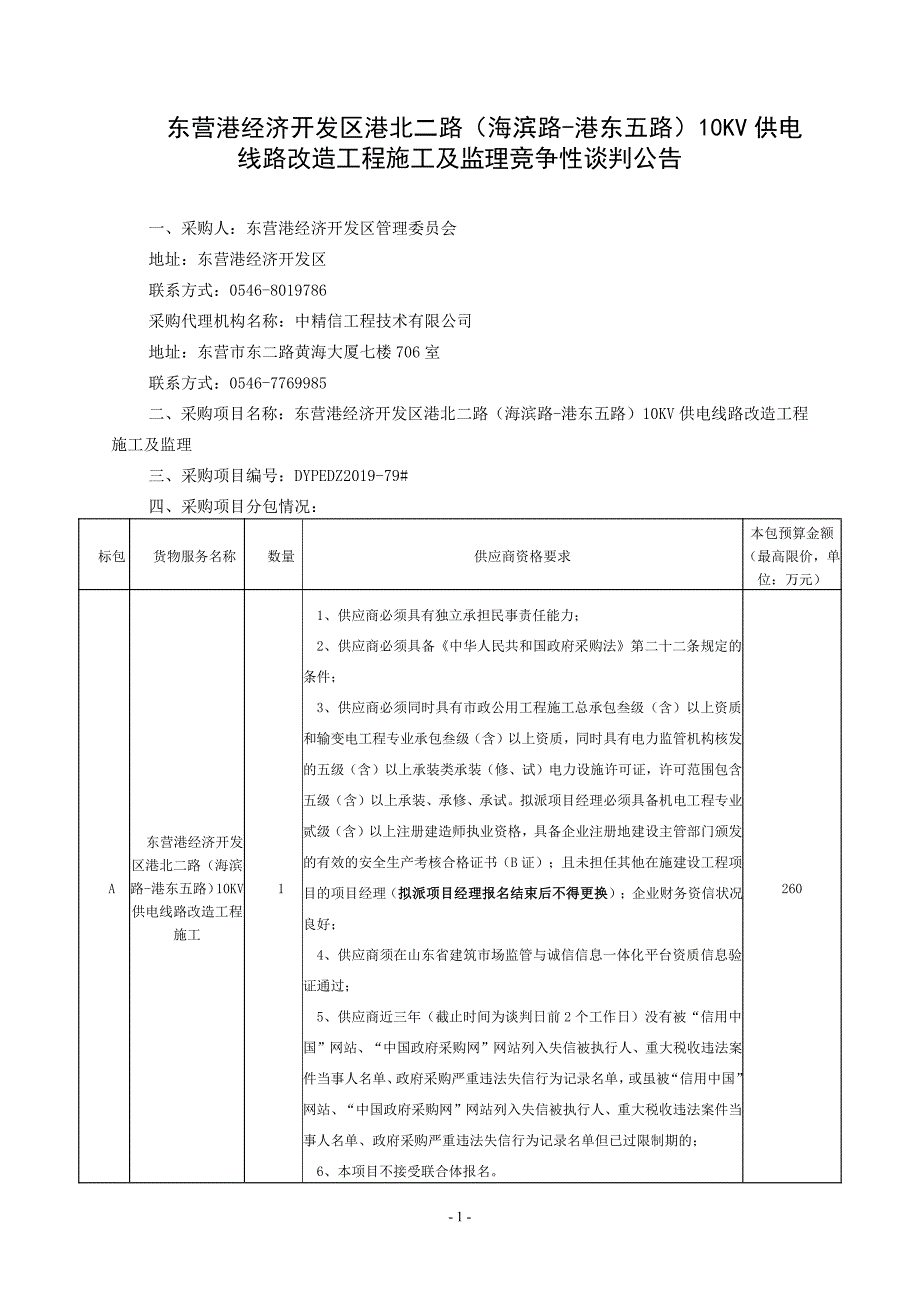 东营港经济开发区港北二路（海滨路-港东五路）10KV供电线路改造工程施工及监理竞争性谈判文件_第3页