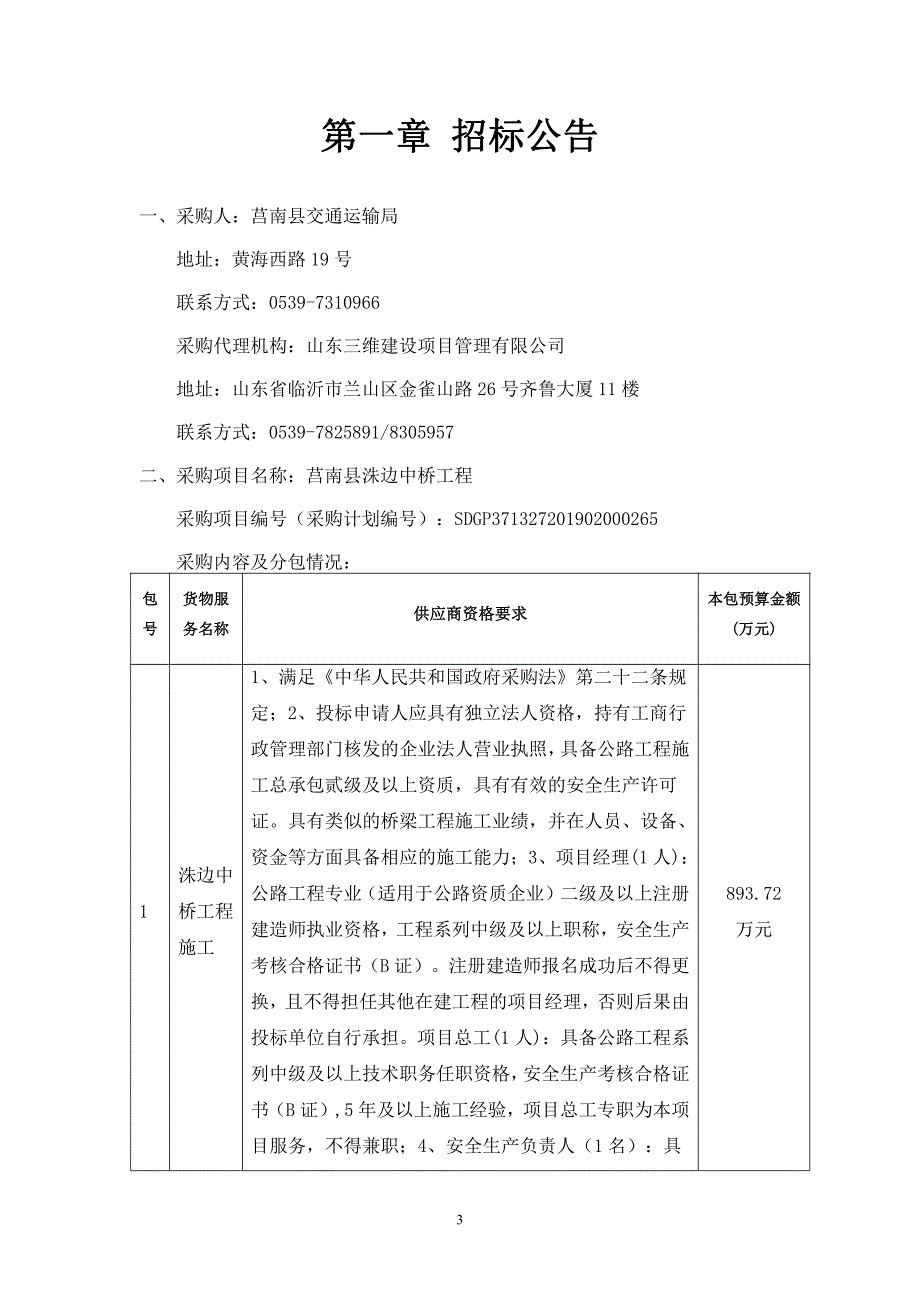 莒南县洙边中桥工程招标文件_第3页