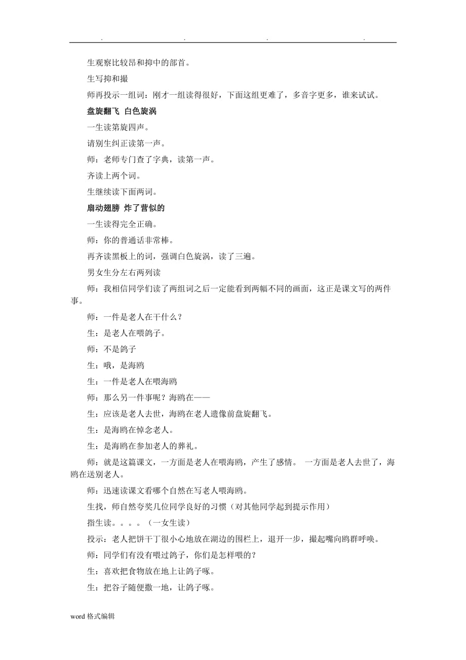 陕西王林波《老人与海鸥》全国第五届小学语文教师素养大赛特等奖教学实录_第2页