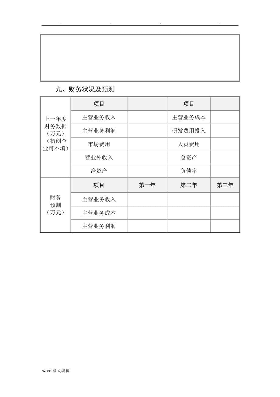 科技企业孵化器创新创业项目商业实施计划书_第5页