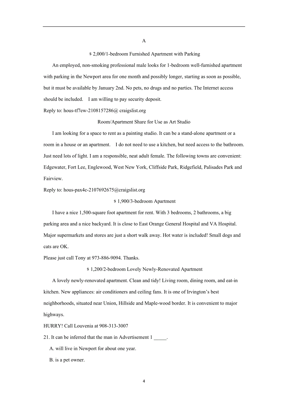 山西省“晋商四校”（榆次一中）2017年高三11月联考英语试题（含答案）.doc_第4页