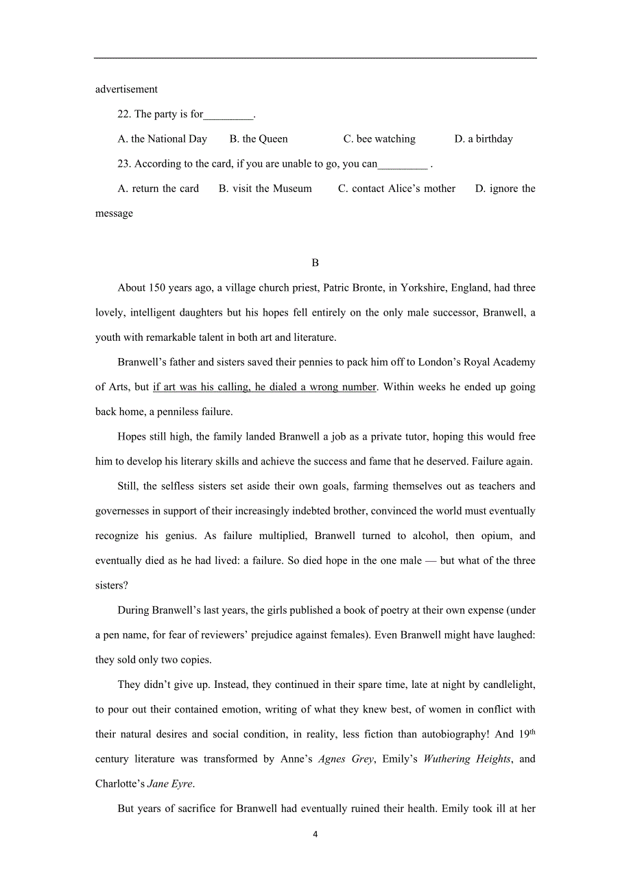 湖北省荆州中学17—18年（下学期）高一第四次双周考英语试题（含答案）.doc_第4页