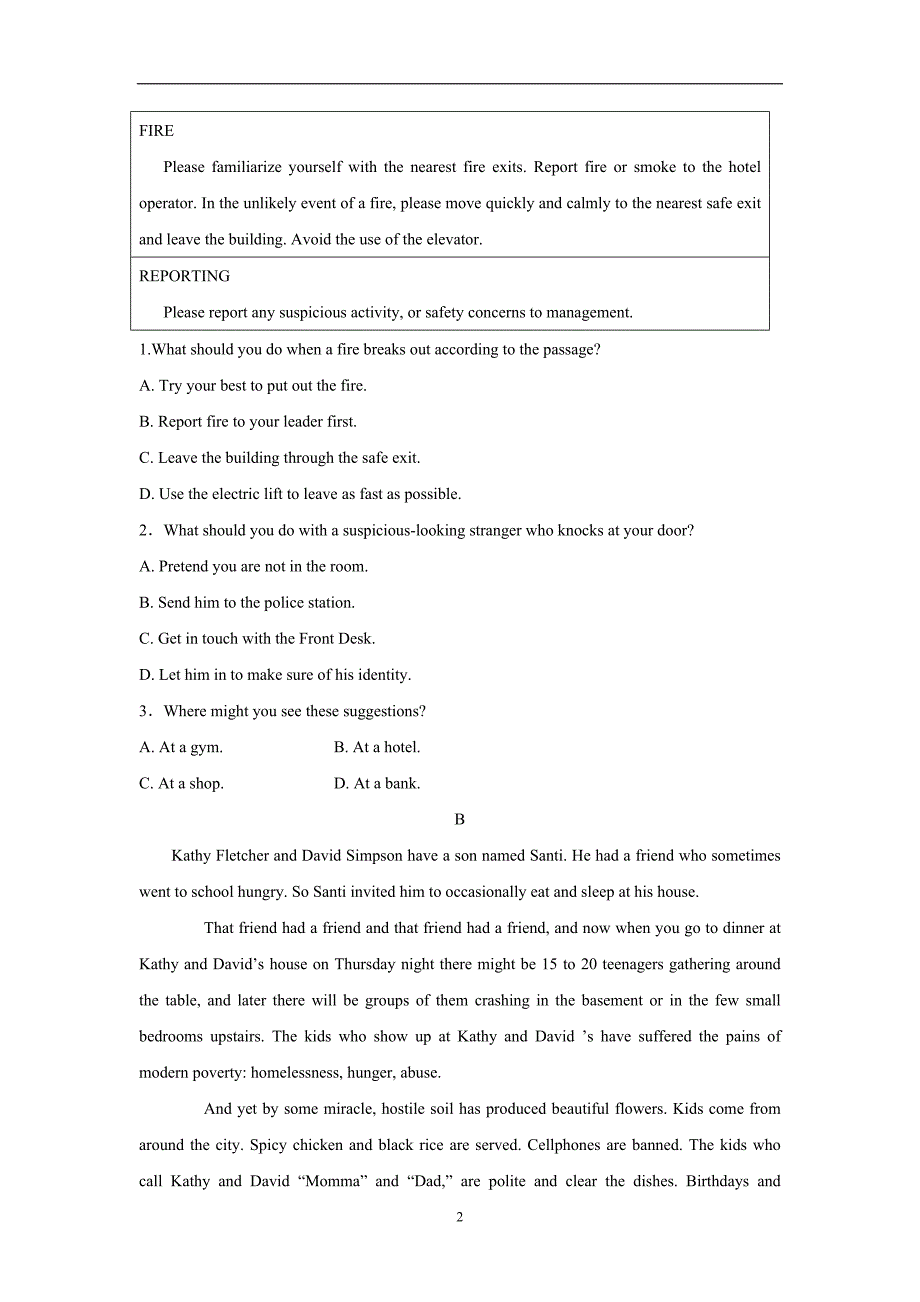 甘肃省2018年高三10月月考英语试题（含答案）.doc_第2页