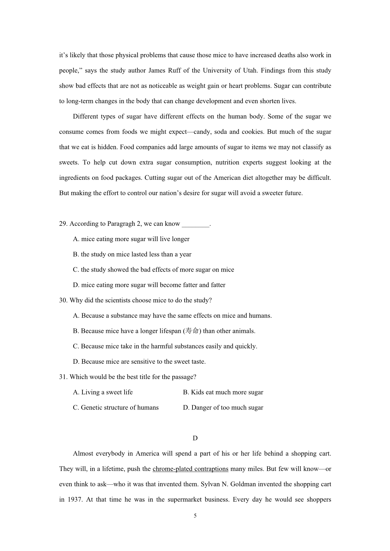 河南省商丘市九校17—18年（下学期）高二期末联考英语试题（含答案）.doc_第5页