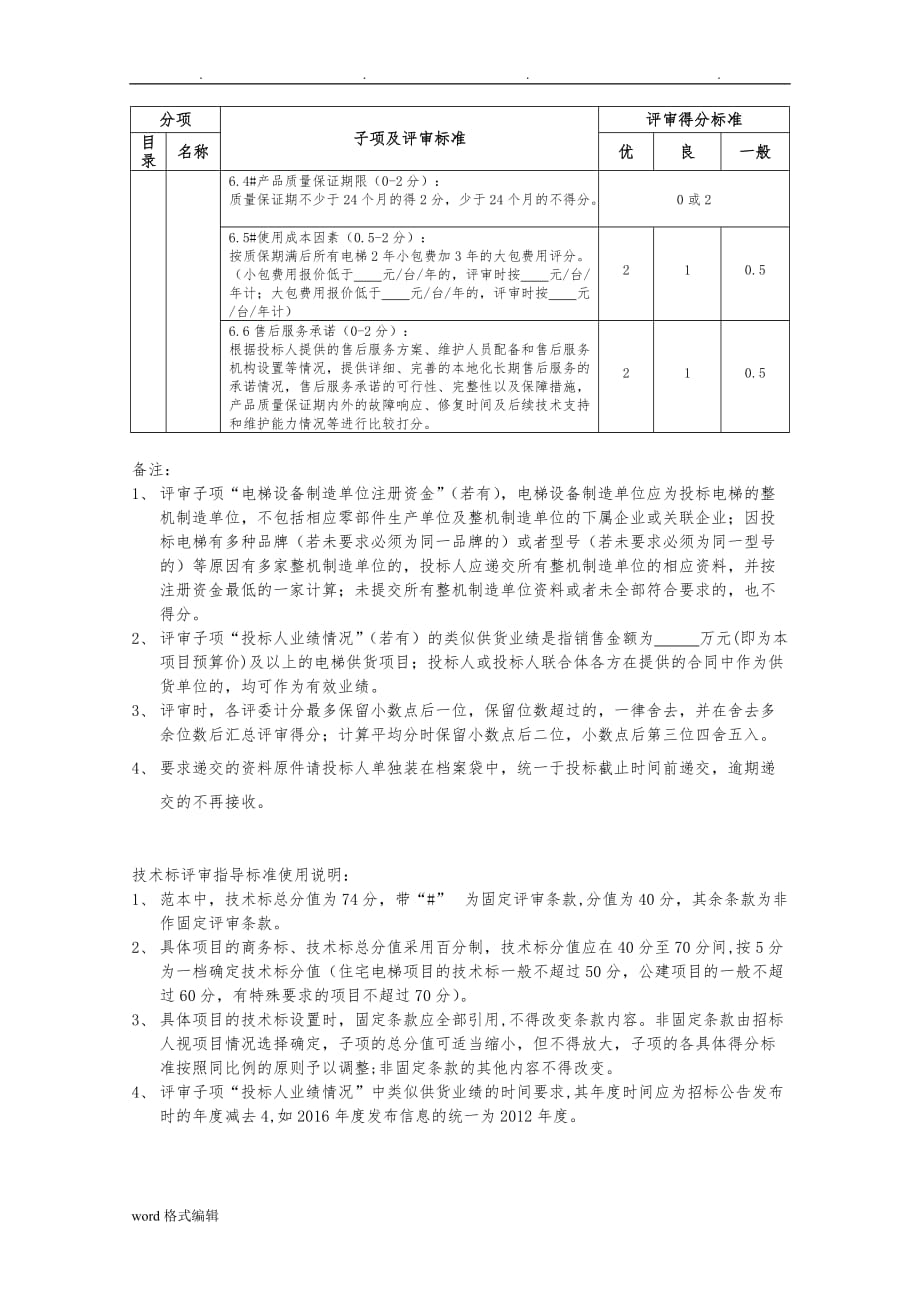 电梯招标项目技术标评审指导标准_附件_第3页