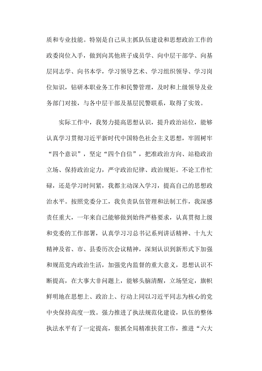 2019年县公安局党委副书记政委述职述廉报告_第2页