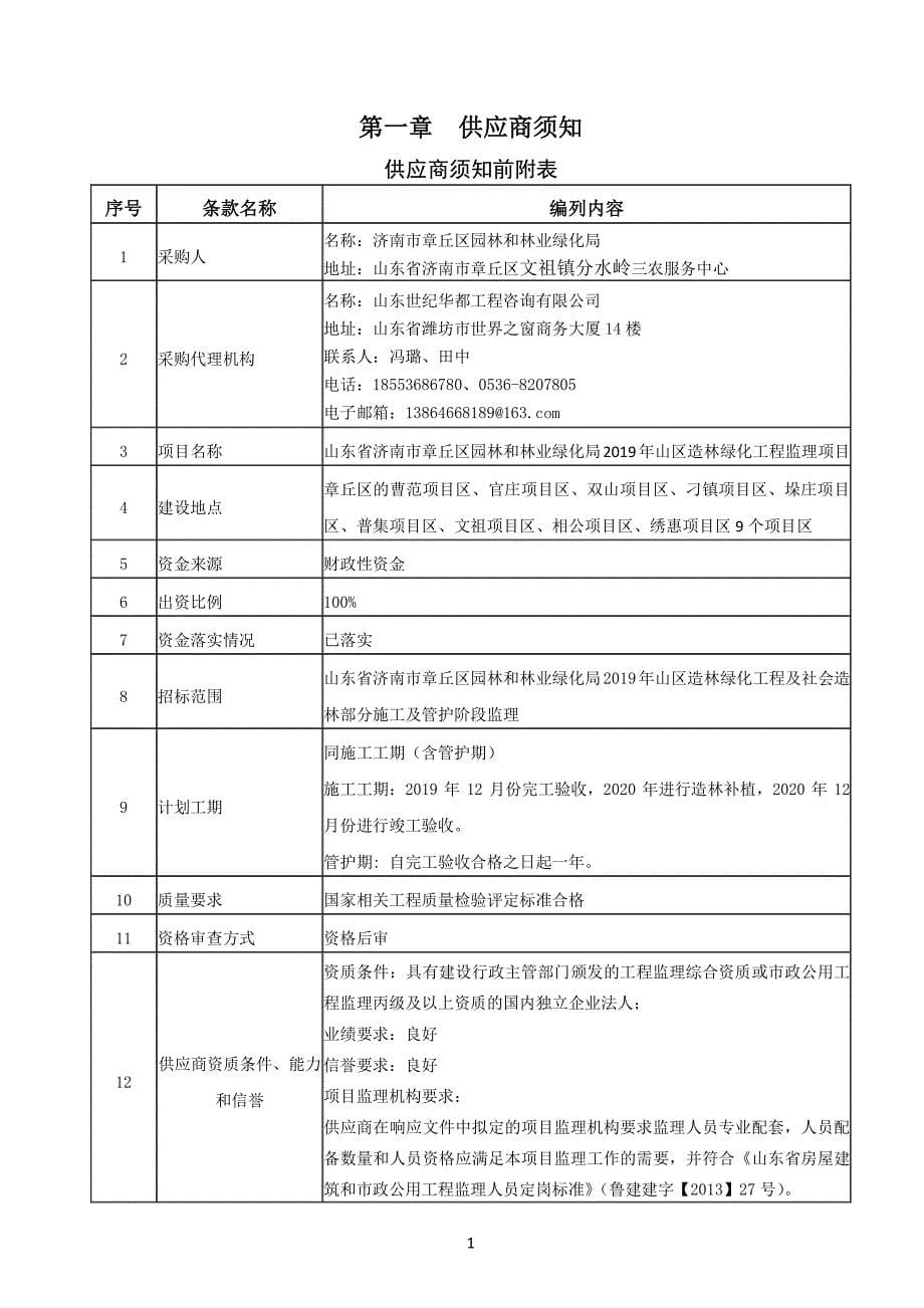 章丘区园林和林业绿化局2019年度山区造林绿化工程监理项目竞争性谈判文件_第5页