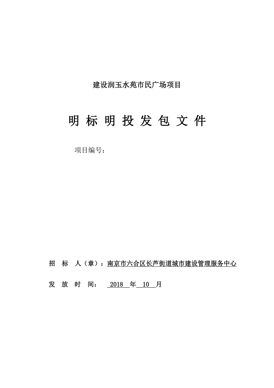 建设润玉水苑市民广场项目明标明投发包文件_第1页