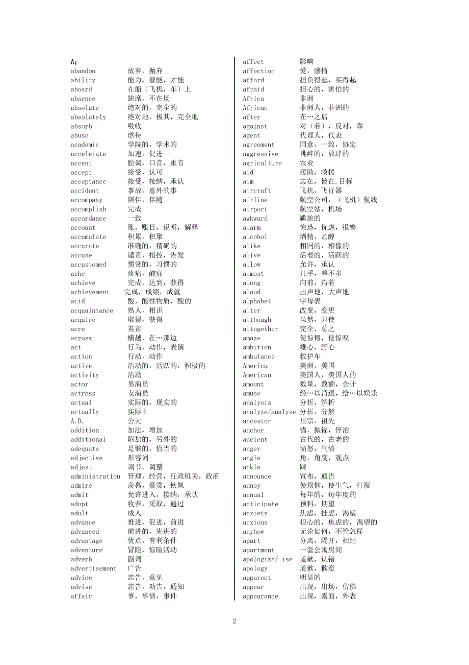 电大《学位英语》考试词汇表_第2页