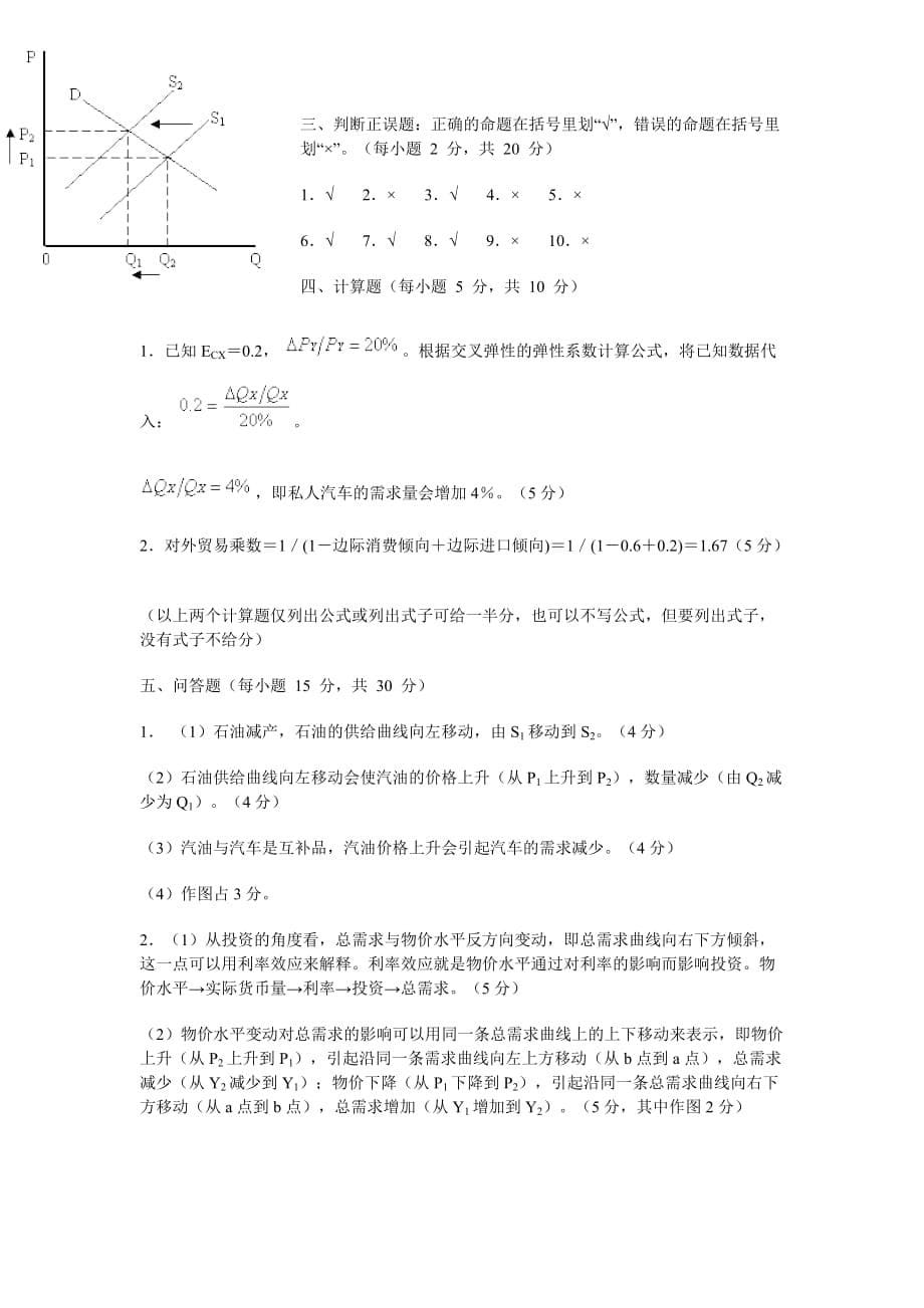 电大《西方经济学》模拟试题_第5页