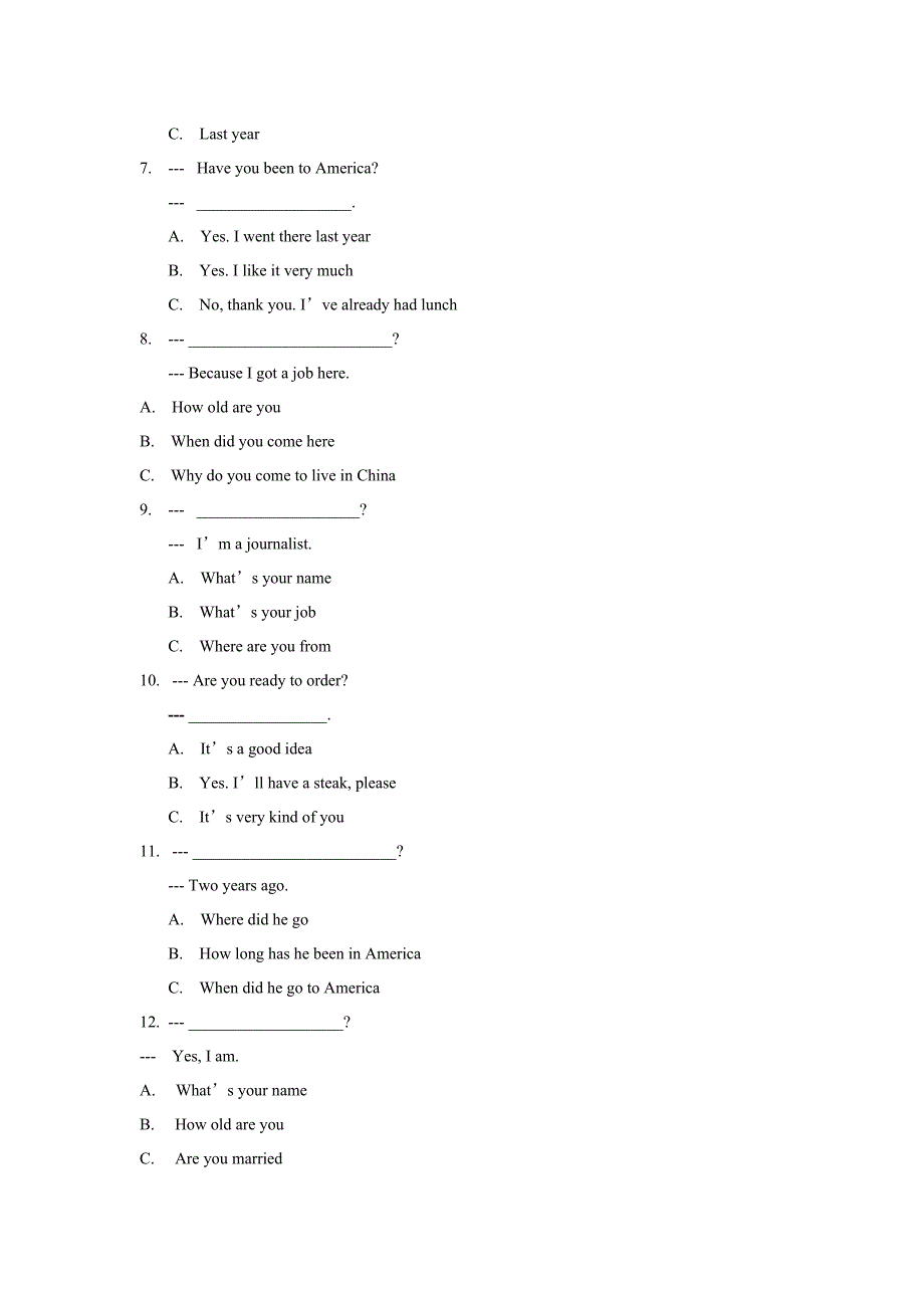 电大英语I(2)》考前模拟题及答案_第2页