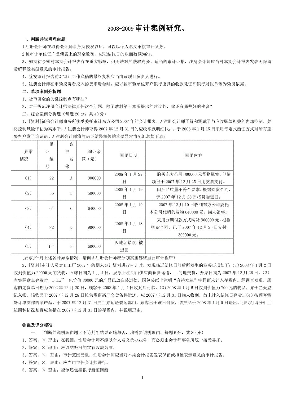 电大《审计案例研究》考题及答案_第1页