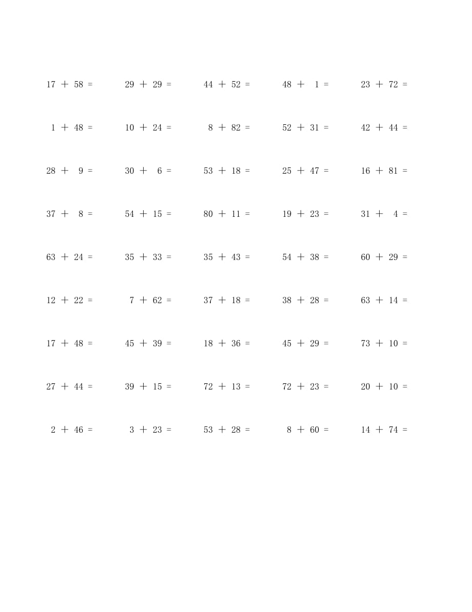 100以内加法口算题100道 (140)_第2页