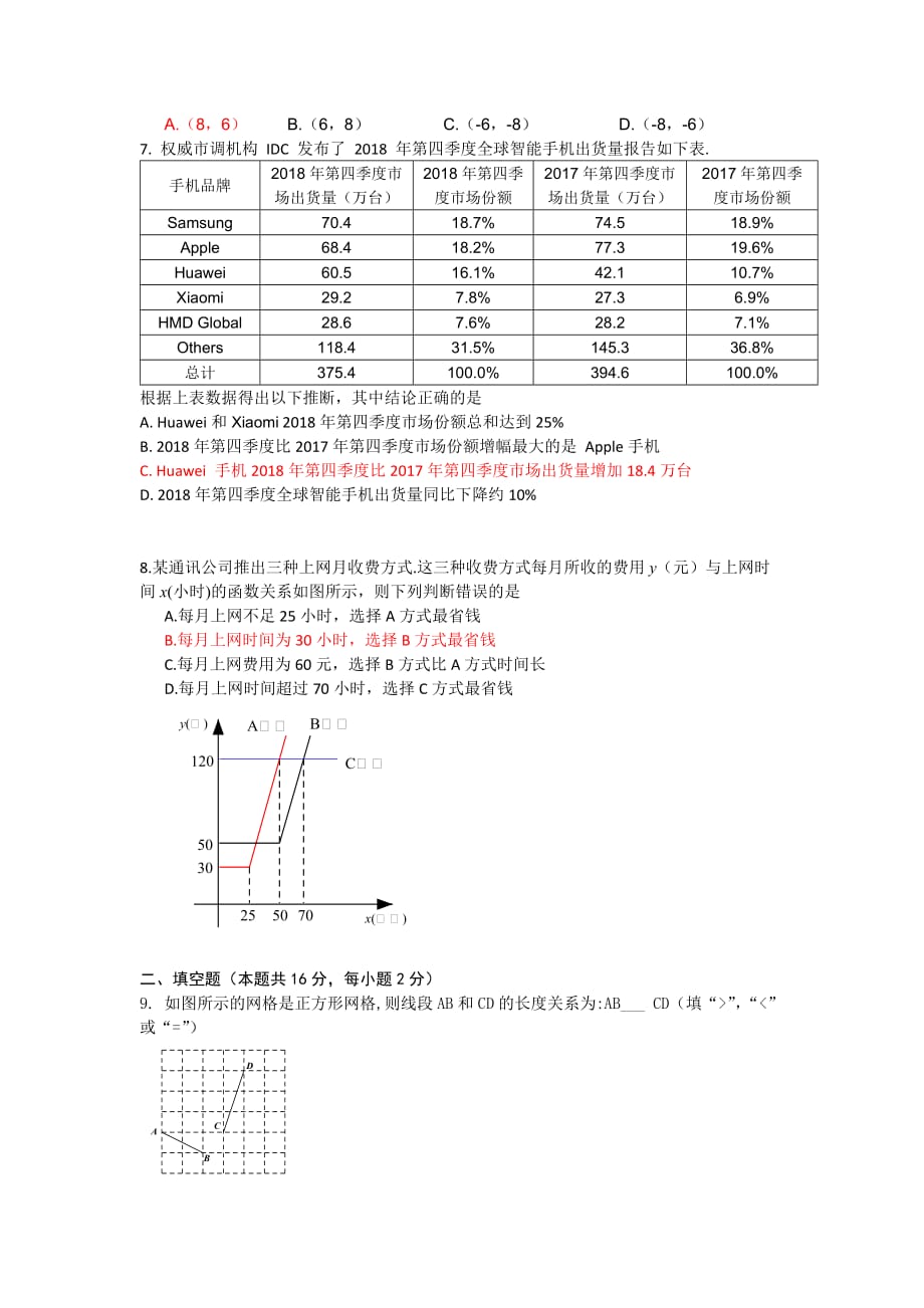 密云区2018-2019年第二学期初三数学零模试题_第2页