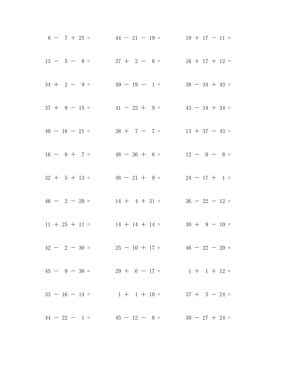 50以内加减混合口算题100道 (2)_第2页