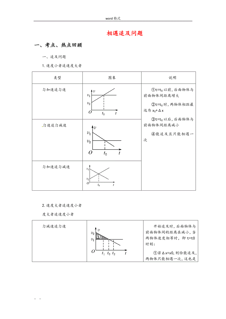 高中物理相遇与追与问题(完整版)_第1页