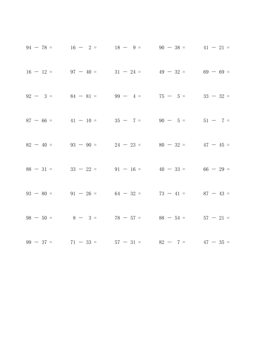 100以内减法口算题100道 (22)_第2页