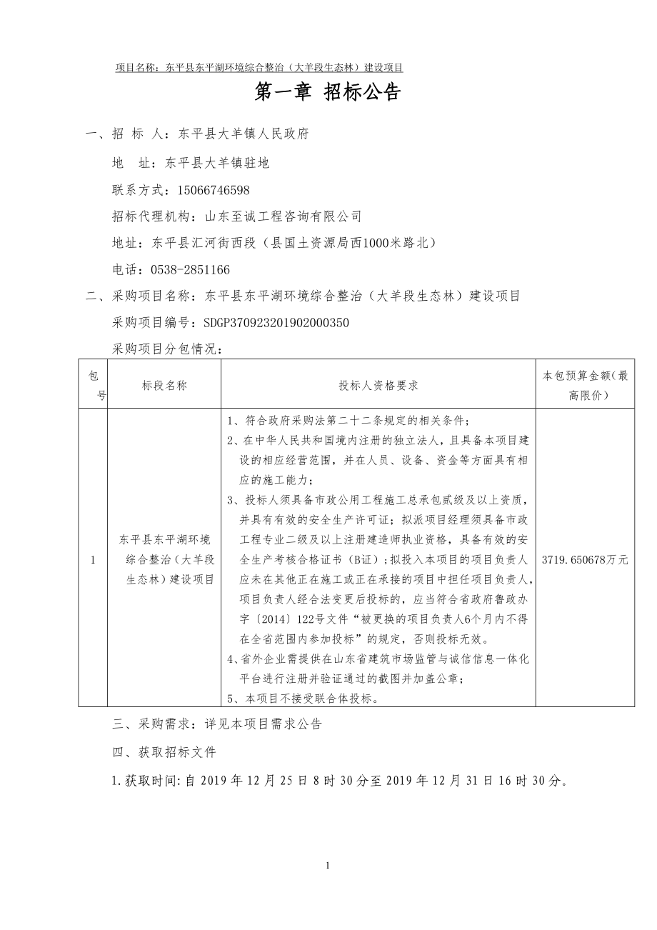 东平县东平湖环境综合整治（大羊段生态林）建设项目招标文件_第3页