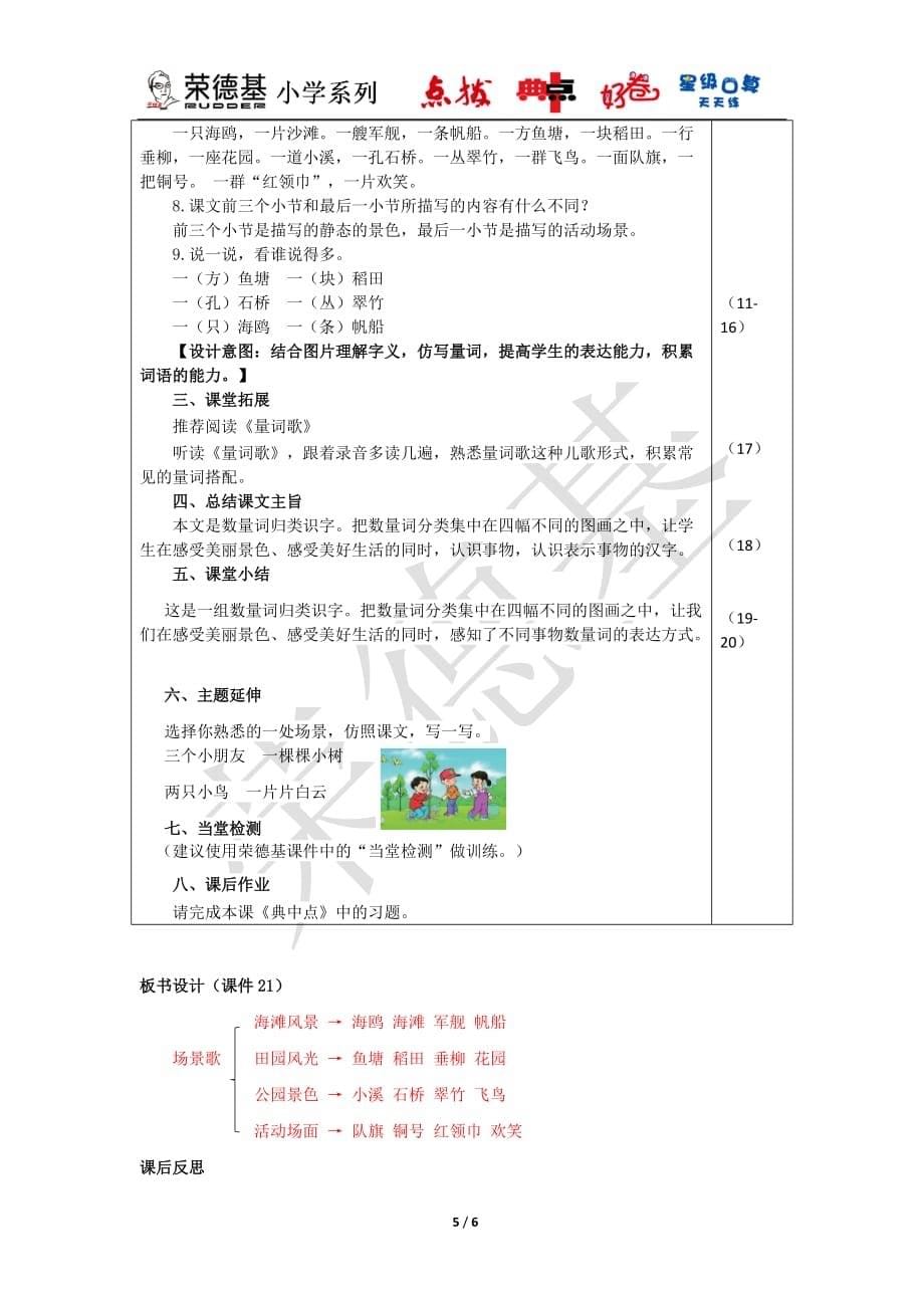 部编版二年级上册语文期末复习 识字1 场景歌（教案）_第5页