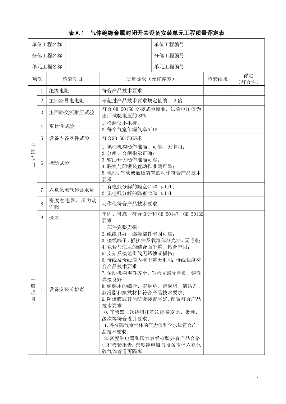 （OA自动化）电气设备与自动化单元工程质量评定表_第4页