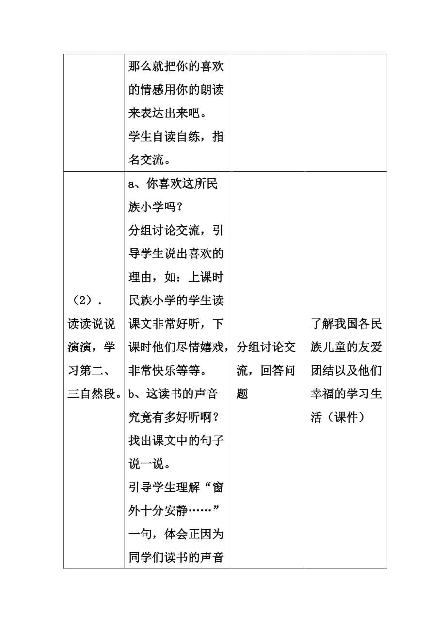 我们民族小学教学设计(表格)_第5页