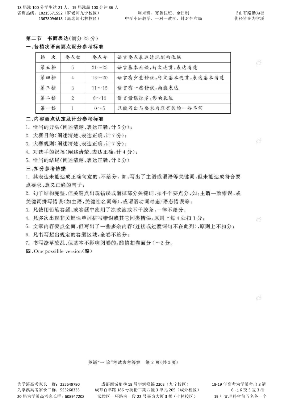 20届成都一诊英语答案_第2页